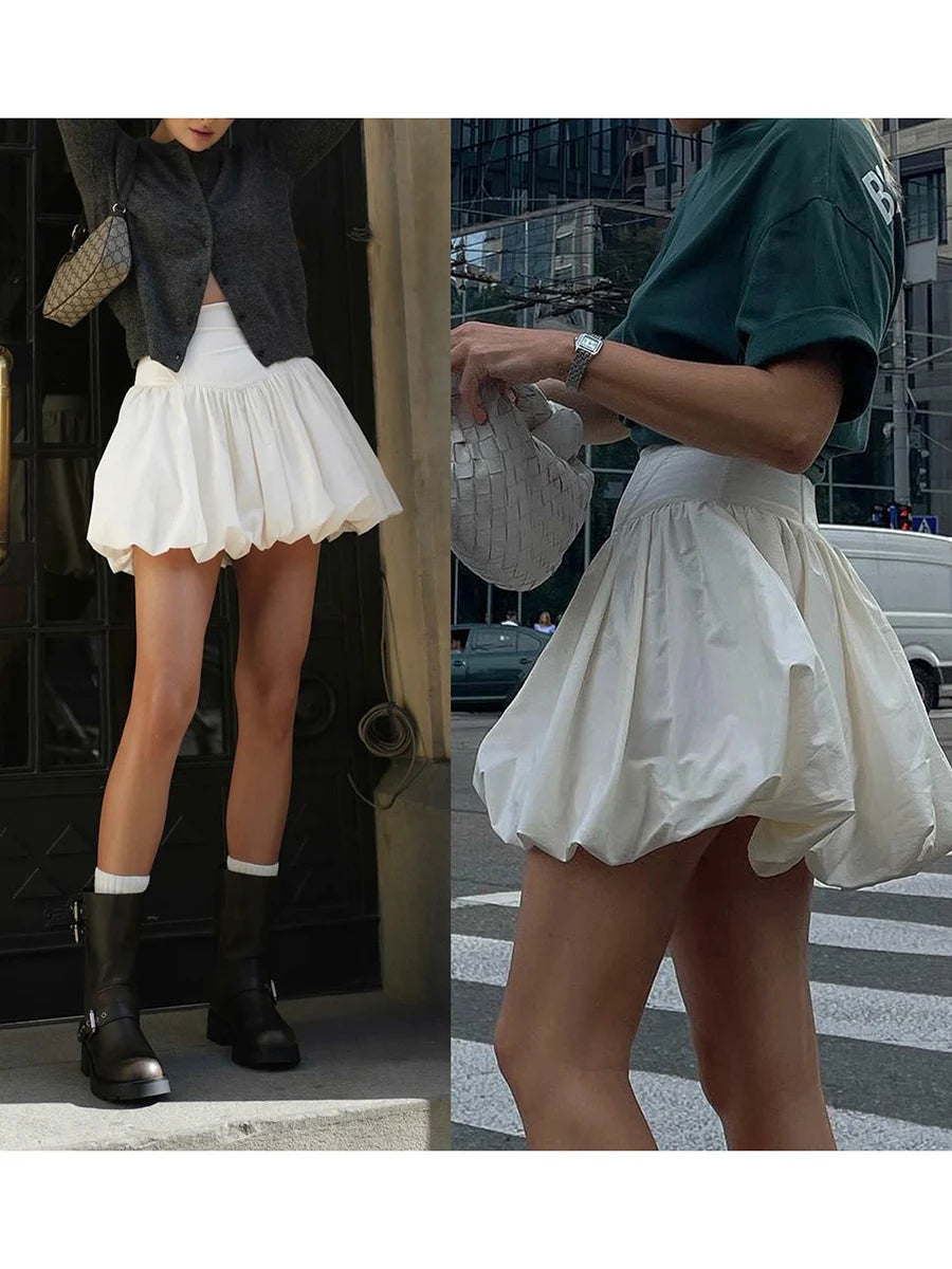 Falda Y2K Mujer Bubble Mini - Falda Globo Cintura Alta Fiesta 2000s