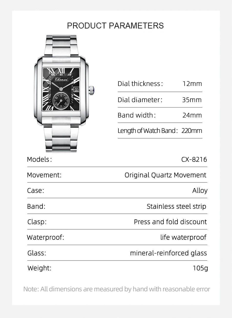 Reloj CHENXI 8216 Business - Cuarzo Simple Acero Inoxidable Plateado