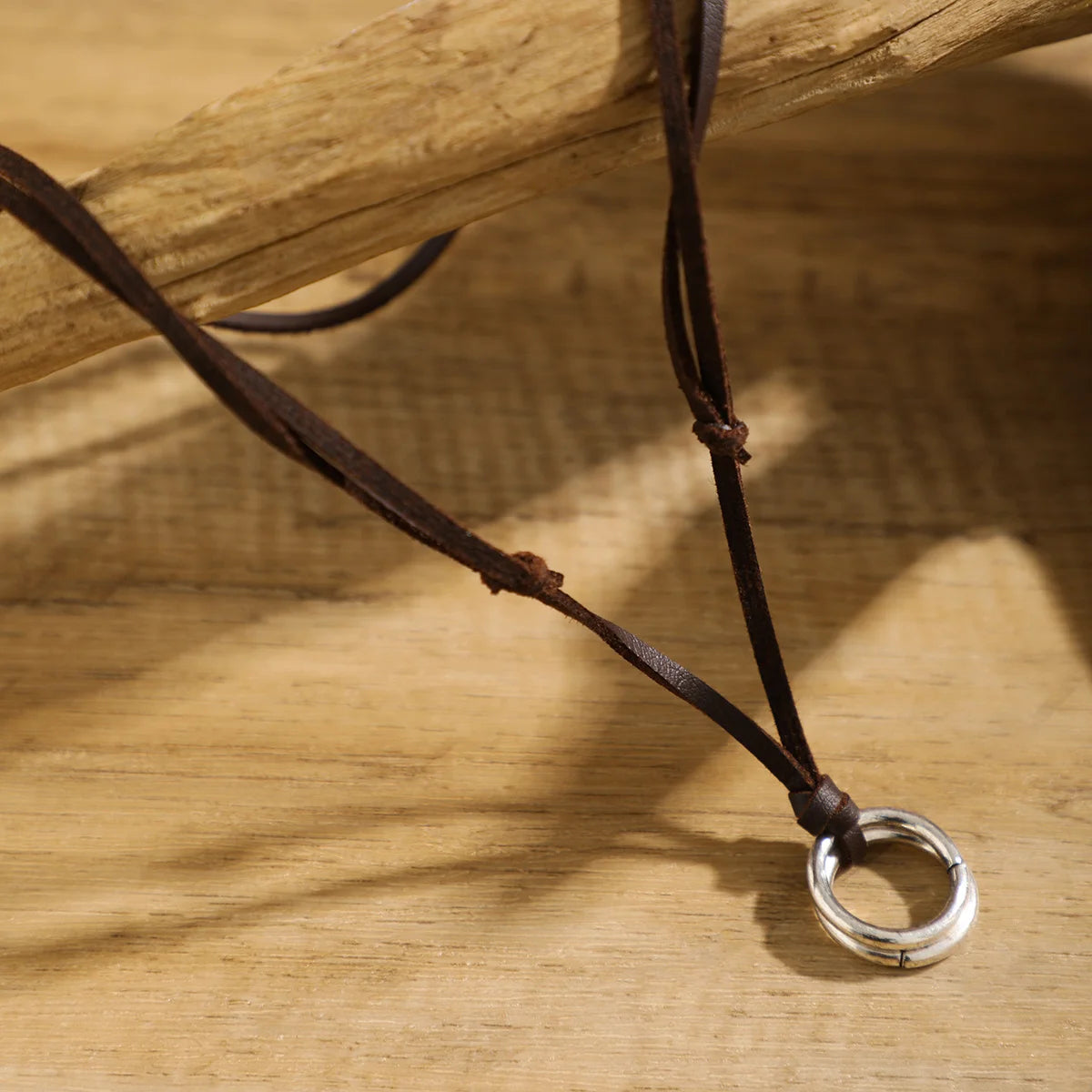 Collar Cadena Cuerda Hombre Ajustable - Colgante Anillo Círculo Vintage Joyería Cuello Accesorios Regalo