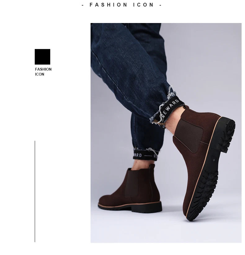 Botines Hombre Fashion Chelsea - Cuero Tobillo Casual Negros Outdoor High-Top Boda