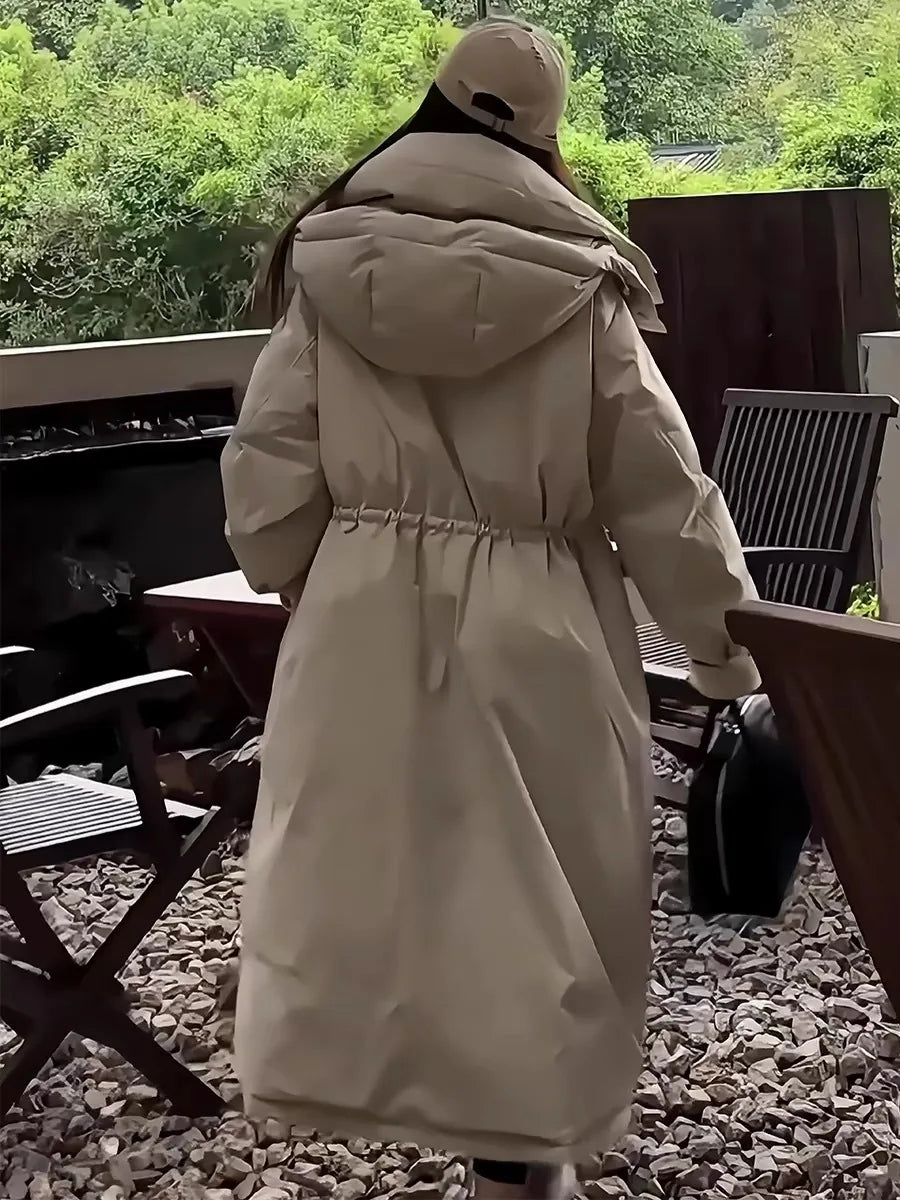 Abrigo Plumón Mujer Capucha - Abrigo Trench Medio Largo Pato Invierno