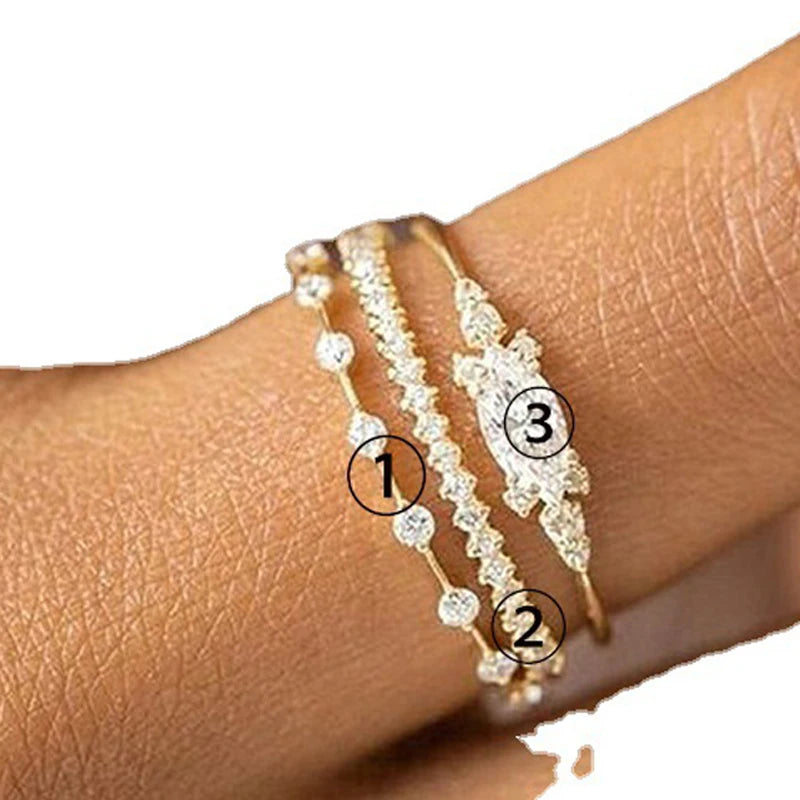 Anillos Apilables Oro Mujer - Delicados Chapado 14K Circonita Talla 6-10