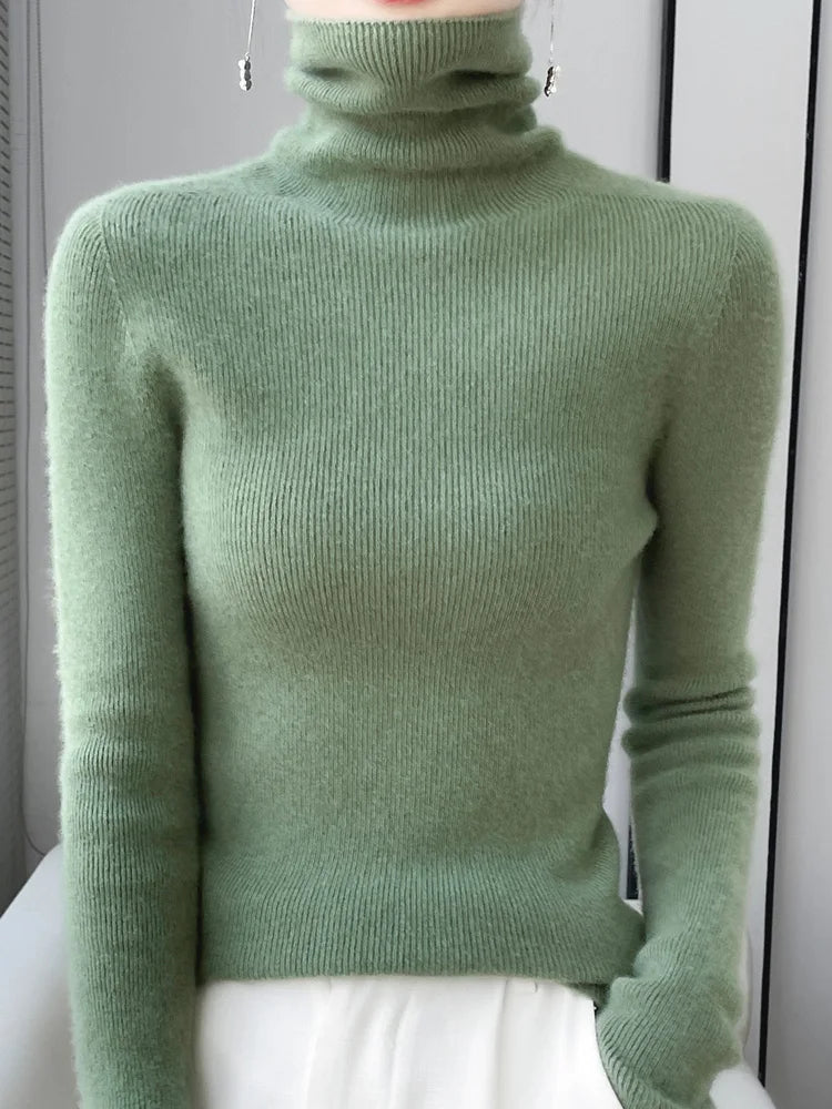 Suéter Mujer Lana Merino 100% Slim - Jersey Coreano Otoño Invierno