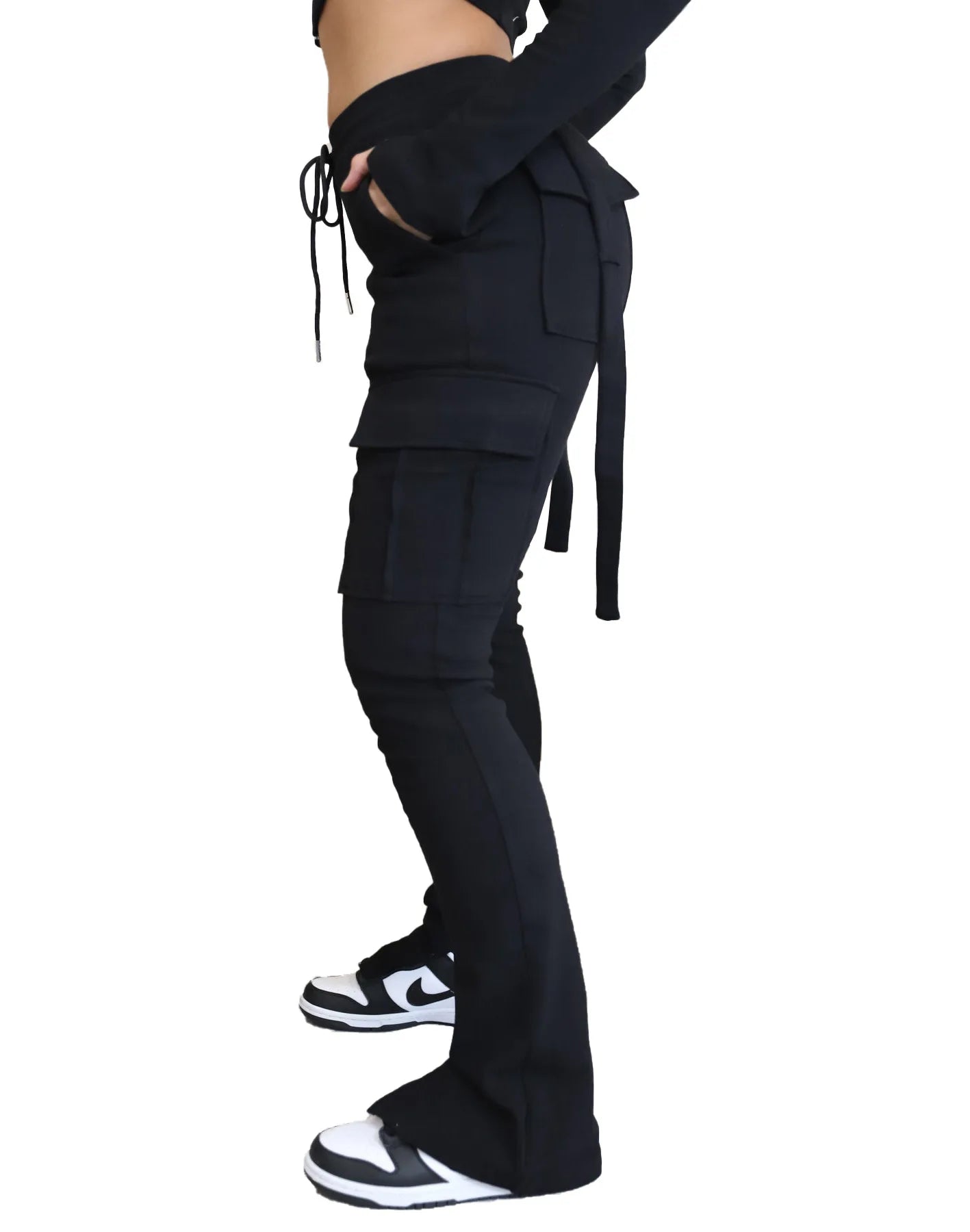 Pantalón Cargo Mujer Slim Fit - Pantalón Casual Cordón Botón