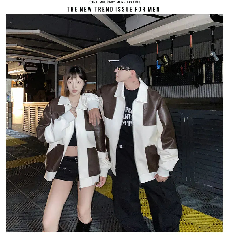 Chaqueta Cuero Hombre Motocicleta - Bomber Biker Otoño Invierno