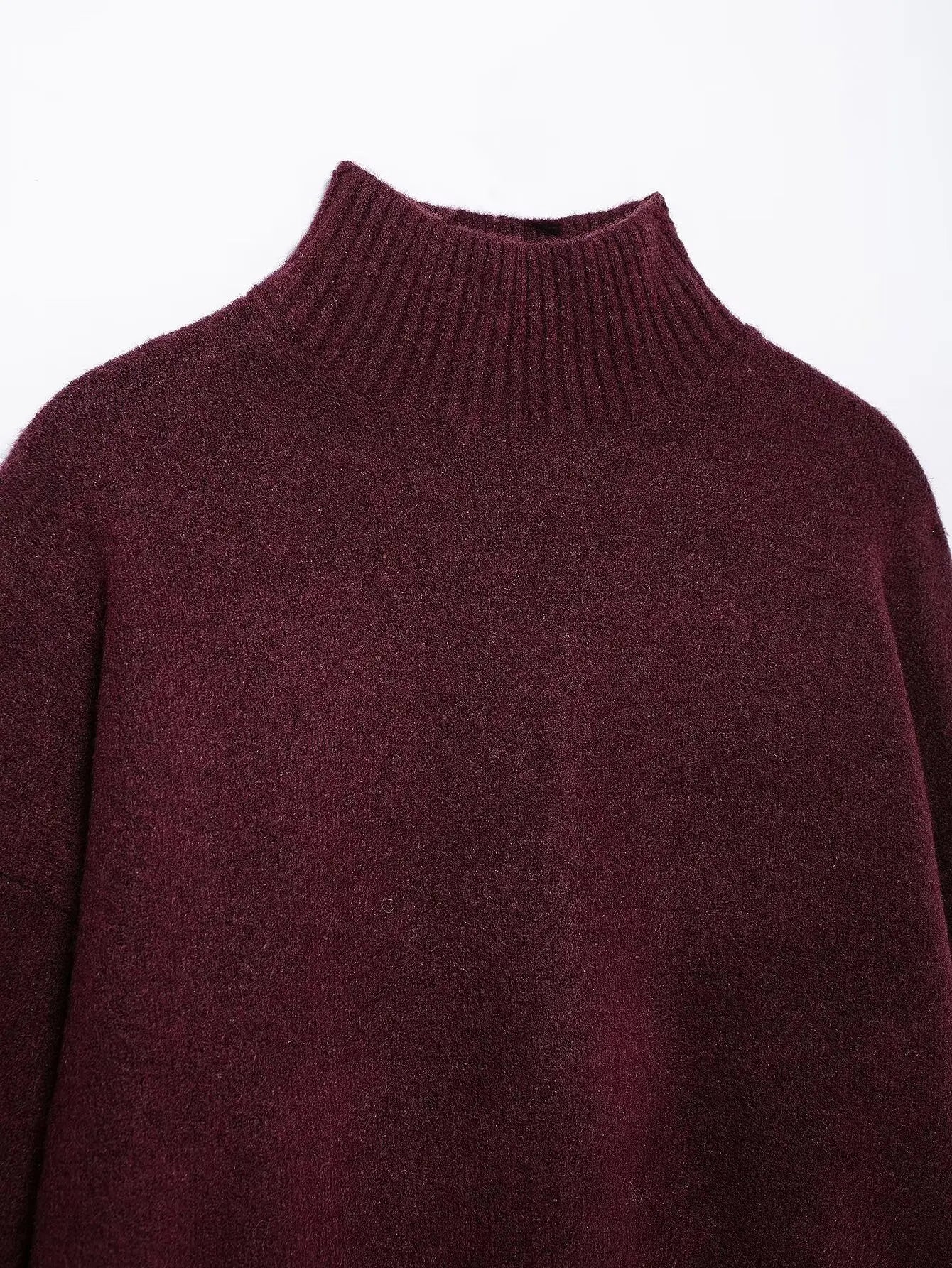 Suéter Mujer Burgundy Vintage - Jersey Cuello Alto Otoño Invierno