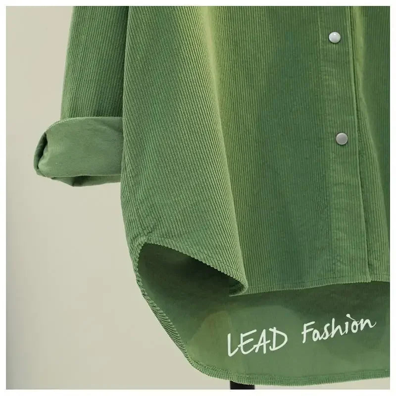 Camisa Pana Mujer Verde Aguacate - Blusa Doble Bolsillo Otoño Invierno