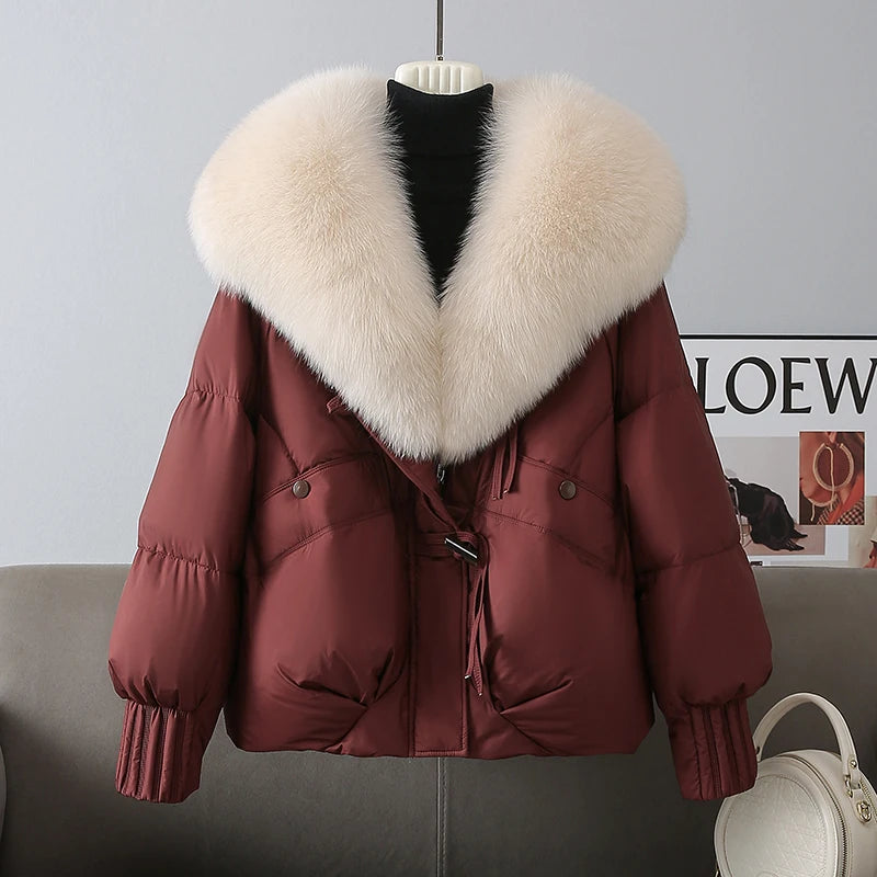 Parka Mujer Invierno Cálida - Parka Cuello Piel Pan 2025