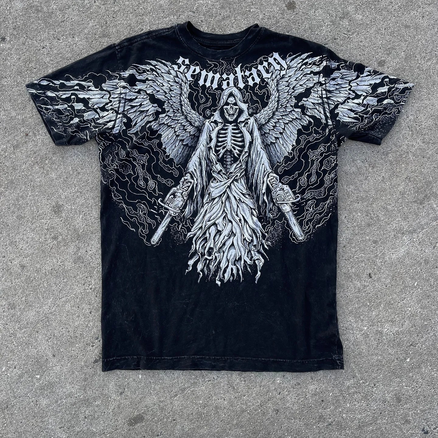 Camiseta Hombre Graffiti Gothic - Vintage Oversized Streetwear