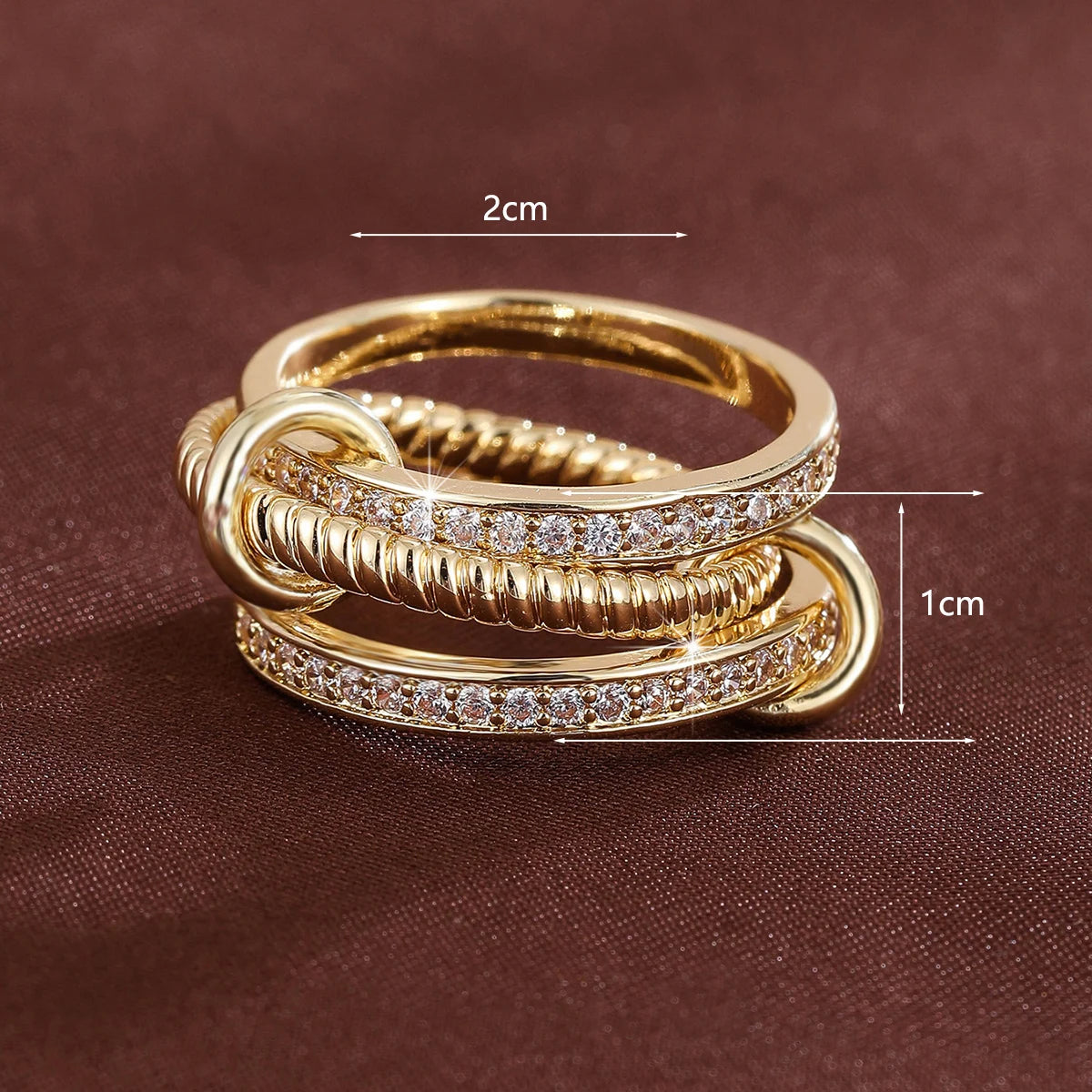 Anillos Apilables Entrelazados Trendy - Circonita Cúbica Statement Mujer