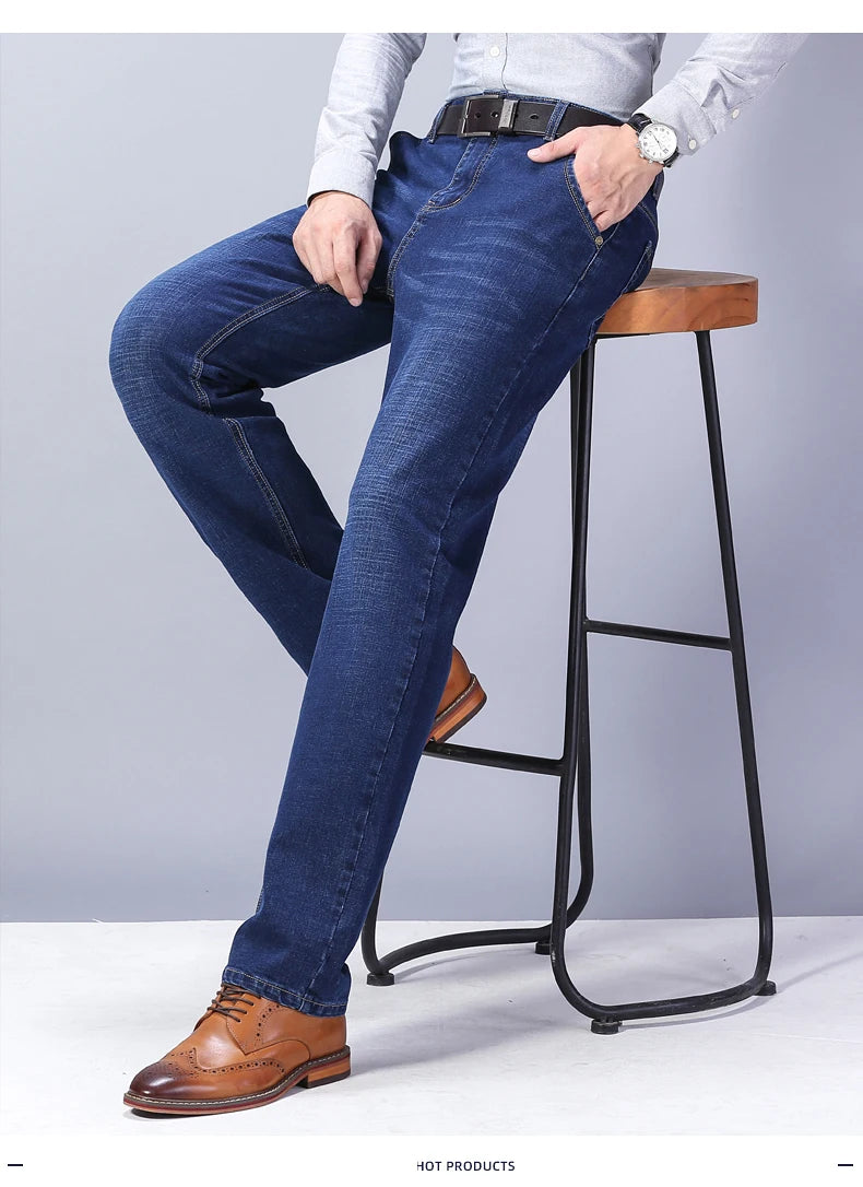 Vaqueros Hombre Business Stretch Slim - Jeans Casuales Clásicos Negro Azul