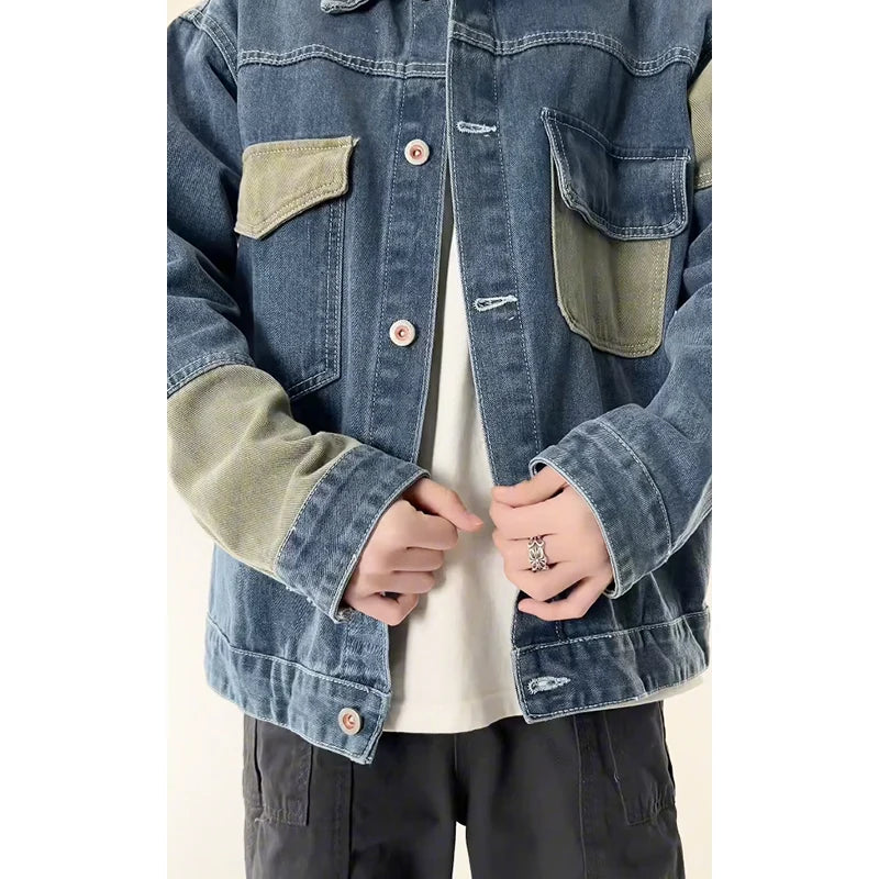 Chaqueta Denim Hombre Oversize - Jacket Jeans Hip Hop Japonés