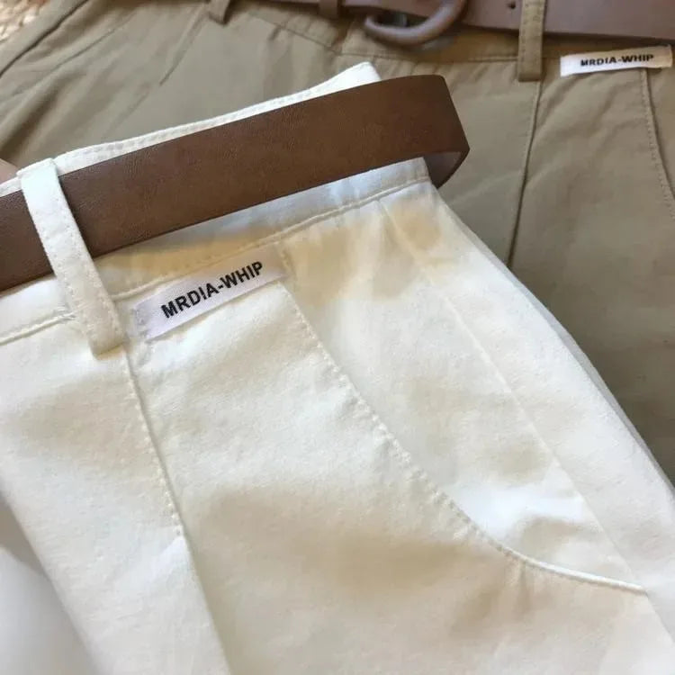 Pantalón Cargo Mujer Pierna Ancha - Pantalón Verano Cintura Alta