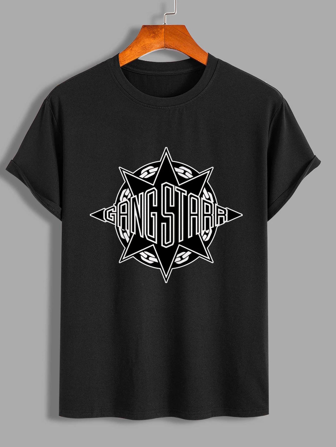 Camiseta Gang Starr Logo - Hombre Manga Corta Hip Hop Streetwear