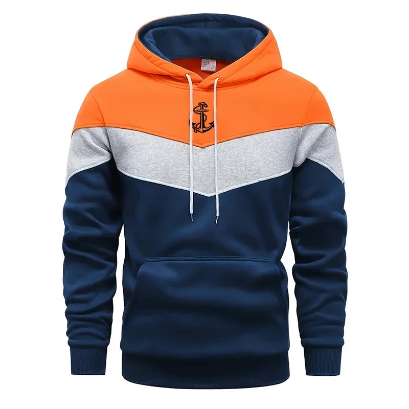 Sudadera Hombre Tricolor Hoodies Casual - Estampado Deportivo Jogging Street Tops Versátil