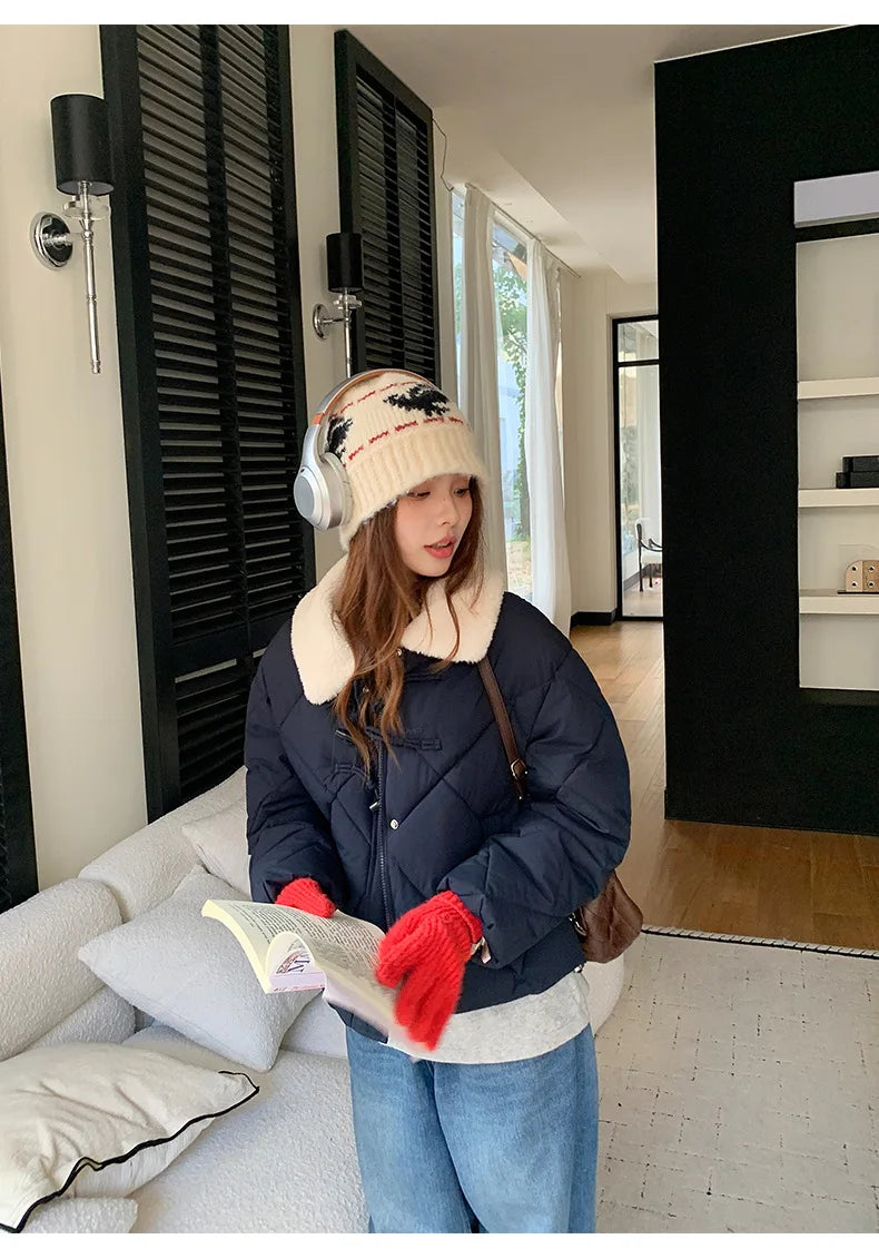 Chaqueta Algodón Mujer Tendencia - Chaqueta Estilo Chino Cuello Lana 2025