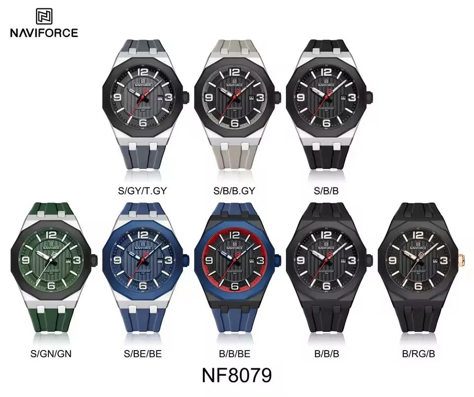 Reloj NAVIFORCE 8079 para Hombre - Cuarzo Fashion Resistente al Agua con Correa de Silicona