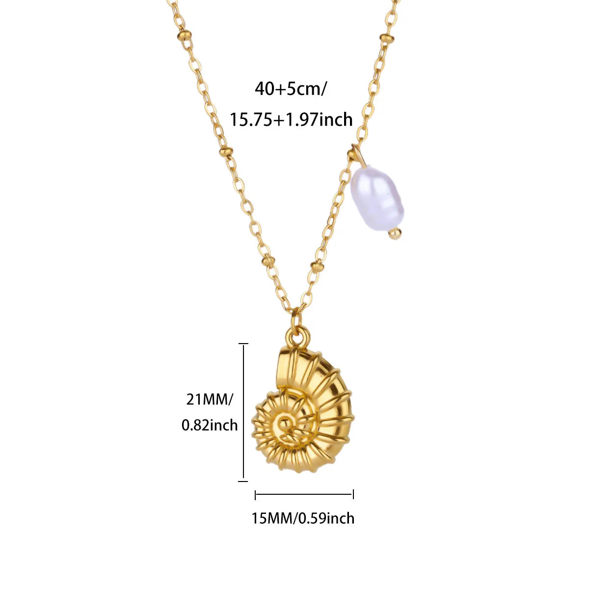 Collar Concha Perla Mujer - Acero Inoxidable Estilo Playa Boda