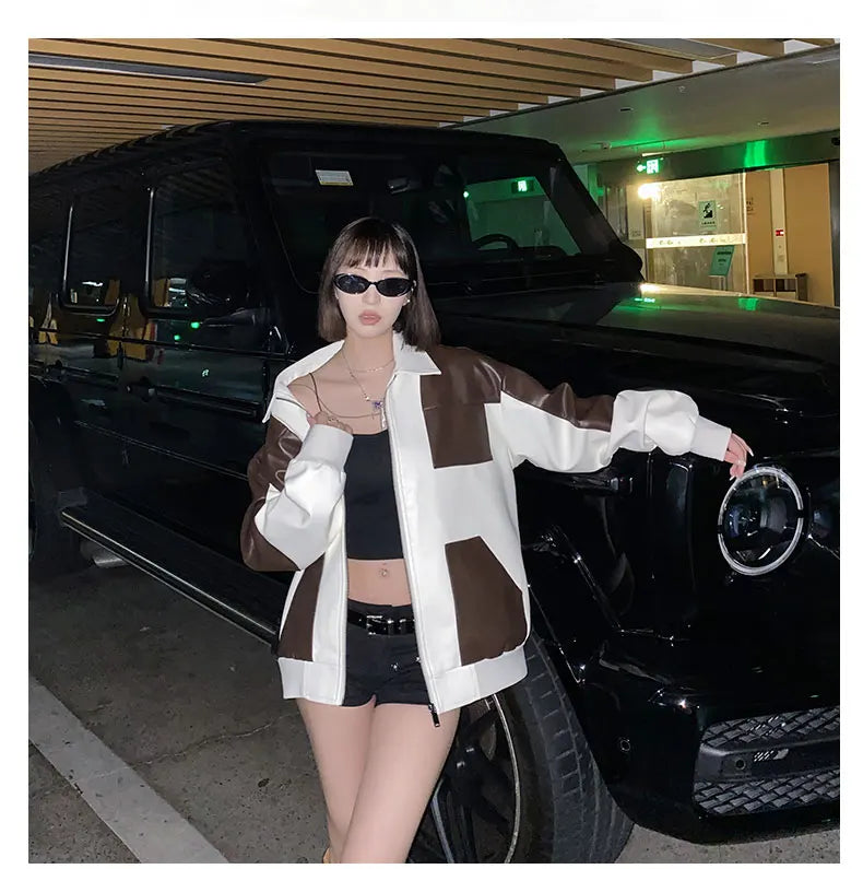 Chaqueta Cuero Hombre Motocicleta - Bomber Biker Otoño Invierno