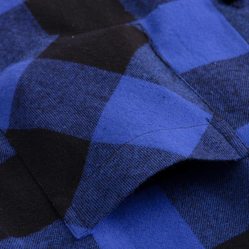 Camisa Hombre Franela Cuadros 2025 - Manga Larga Casual Primavera Otoño Slim Fit Algodón