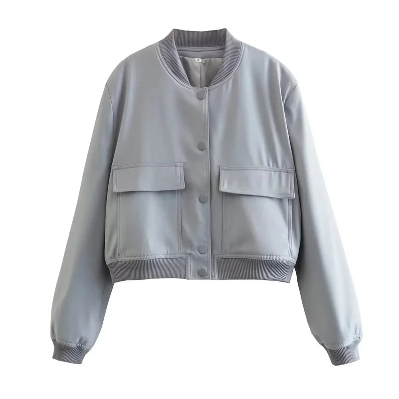 Chaqueta Bomber Mujer Otoño - Jacket Corta Aviador Manga Larga 2025