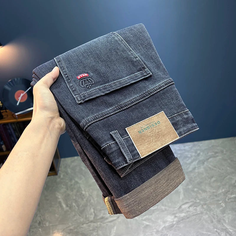 Vaqueros Hombre 2025 Sueltos Elásticos - Jeans Rectos Casuales Versátiles Todo el Año