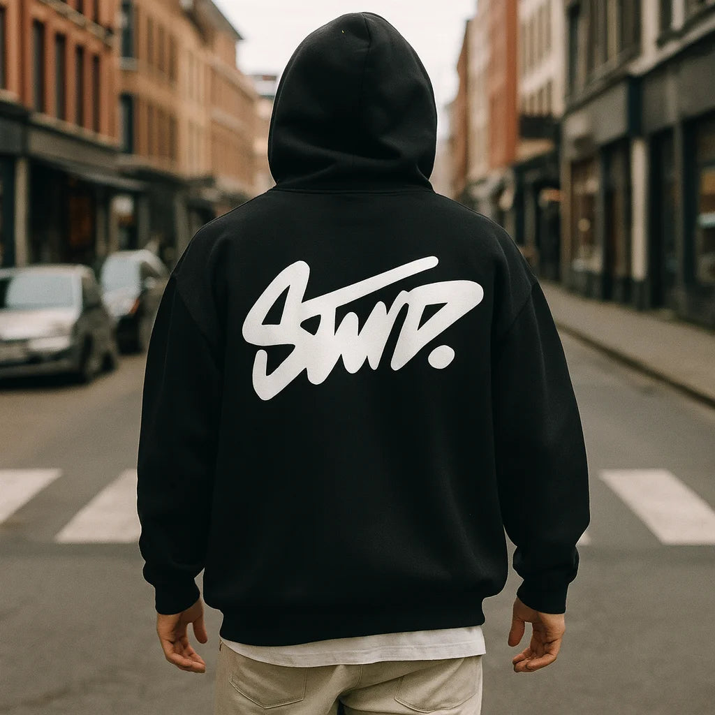 Sudadera Hombre STWD Graphic - Hoodie Negro Urbano Streetwear