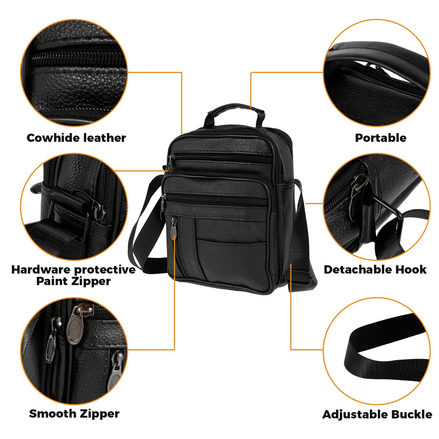 Bolso Hombro Cuero Hombre Pequeño - Mochila Crossbody Correas Ajustables PU Pecho Daypack