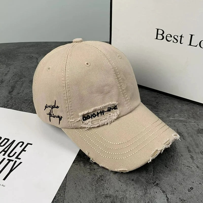 Gorra Baseball Vintage Bordado Letras - Cap Ajustable Primavera Verano Unisex