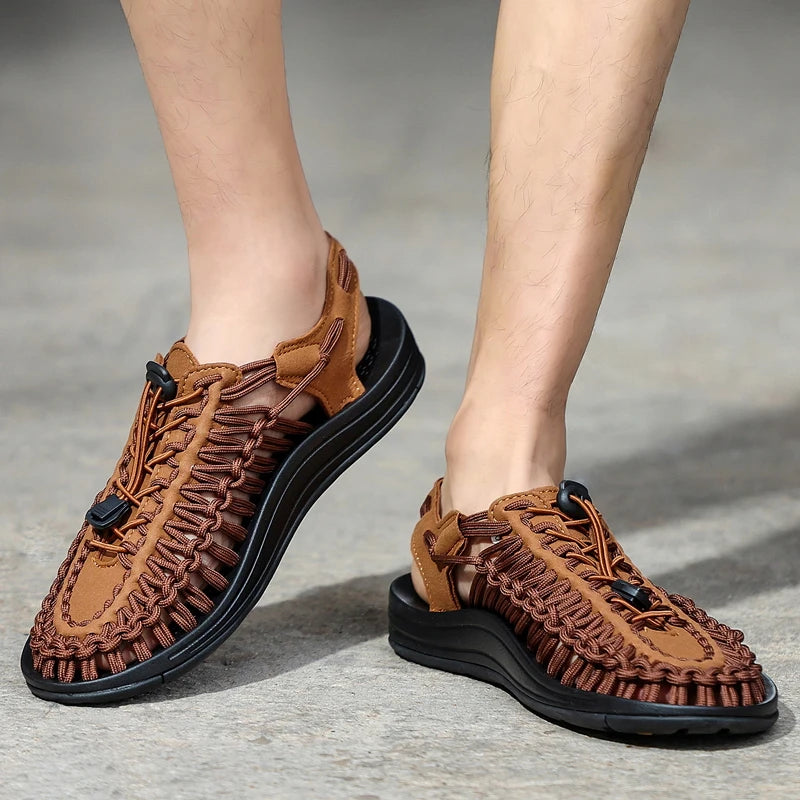 Sandalias Hombre Verano Tejidas - Outdoor Transpirables Slip-On Tallas Grandes