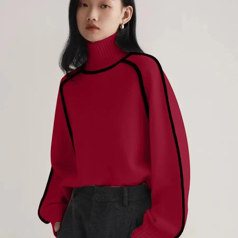 Suéter Mujer Cuello Alto Patchwork - Jersey Holgado Invierno