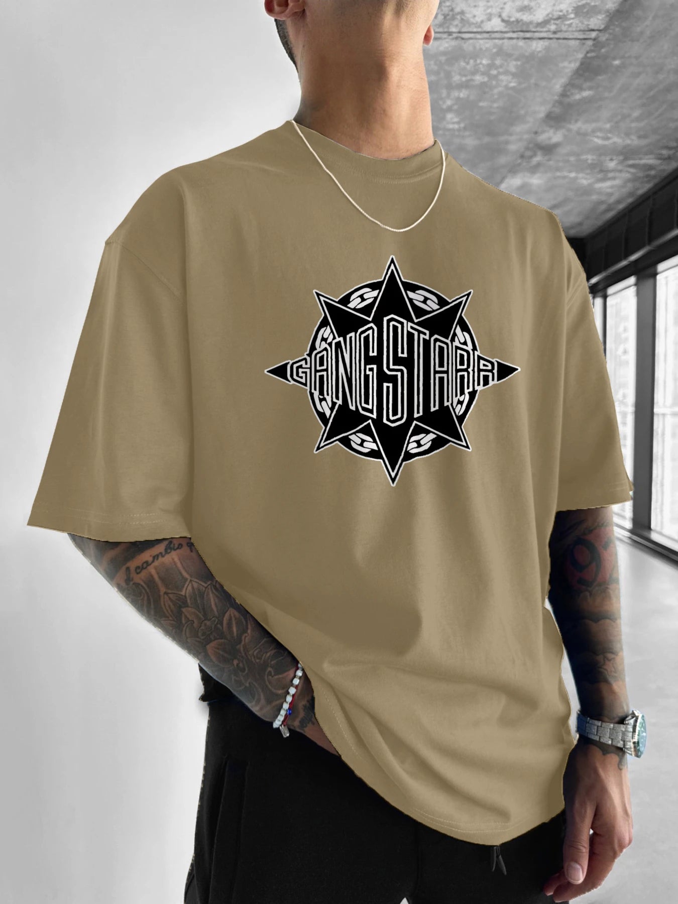Camiseta Gang Starr Logo - Hombre Manga Corta Hip Hop Streetwear