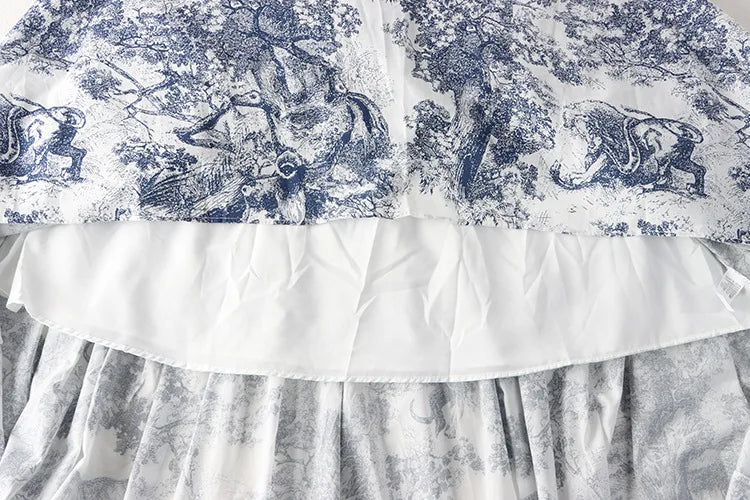 Falda Chiffon Mujer Estampada Antigua - Falda Línea A Cintura Alta Primavera 2025