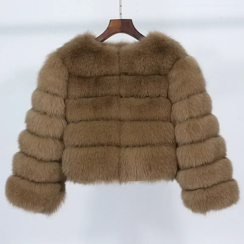 Abrigo Piel Zorro Mujer Invierno 2025 - Chaqueta Lujo Mapache Natural