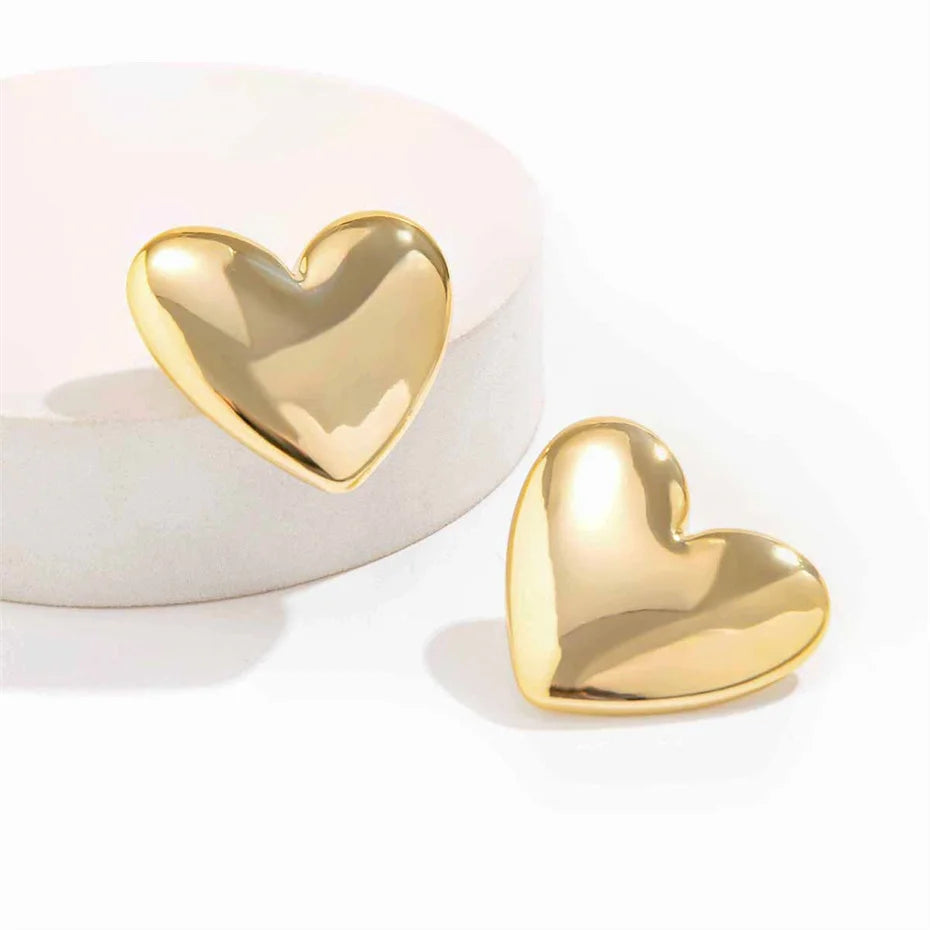 Pendientes Corazón Amor Minimalistas - Punk Dorado Goth Mujer 2024