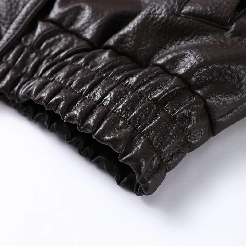 Chaqueta Mujer Elegante PU Piel - Chaqueta Solapa Doble Botón 2025