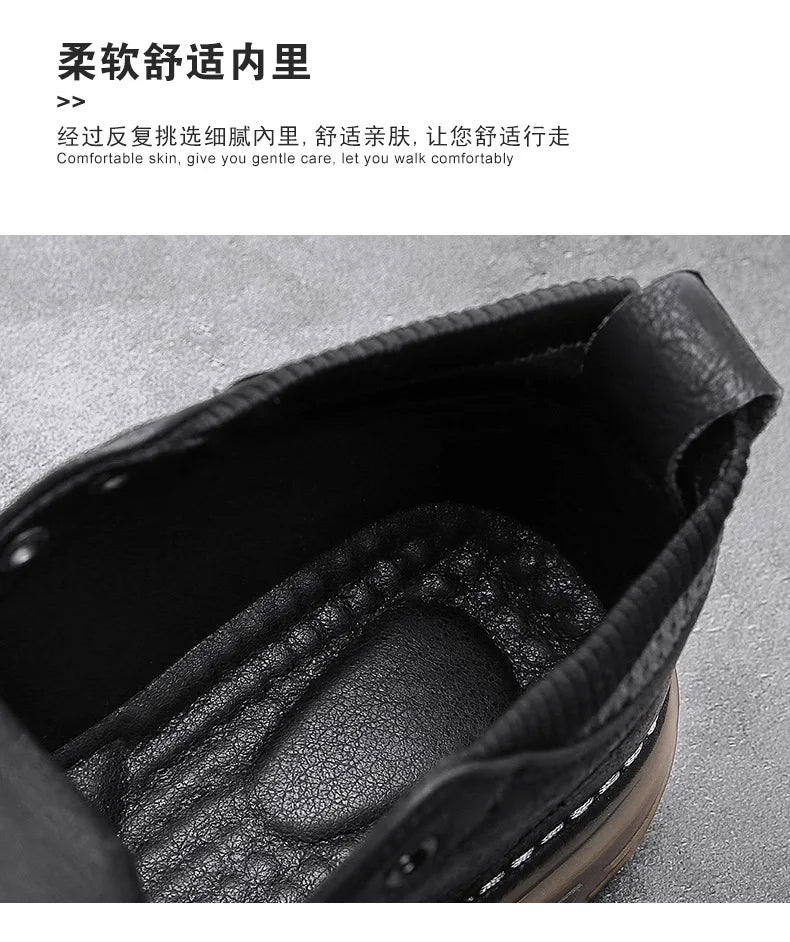 Zapatos Hombre Cuero Casual 2023 - Negros High-Top Sneakers Platform Botines Tobillo Tenis Masculino