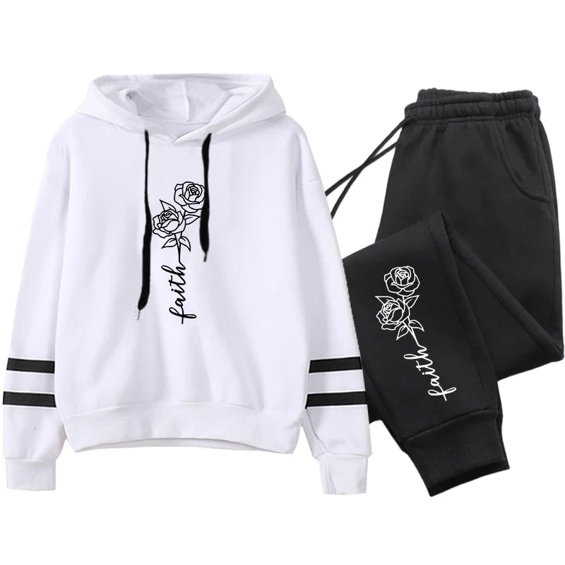 Conjunto Mujer Jogging Otoño Invierno - Sudadera Rayas Casual Outdoor