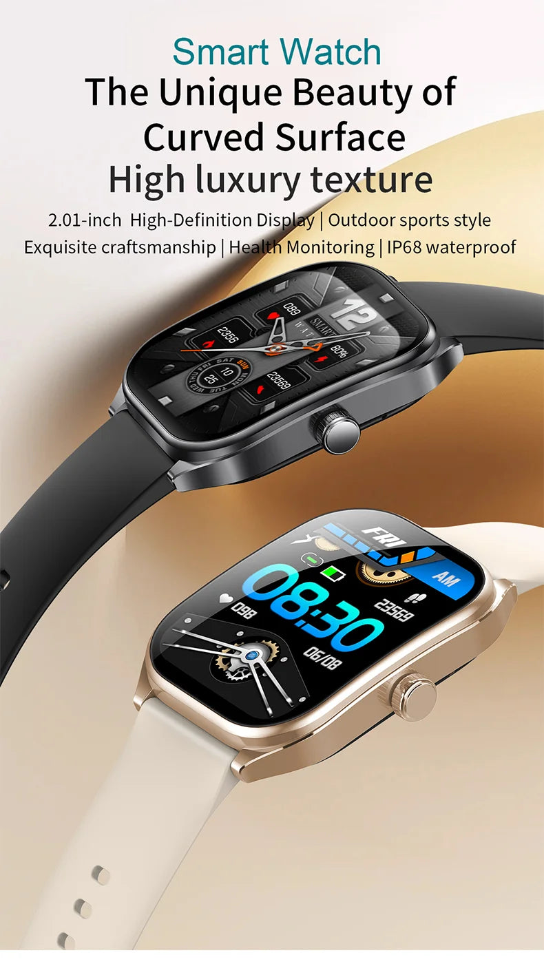 Smartwatch Hombre 2.01'' AMOLED Pantalla Curva - IP68 Bluetooth 5.3 Llamadas Asistente IA Fitness