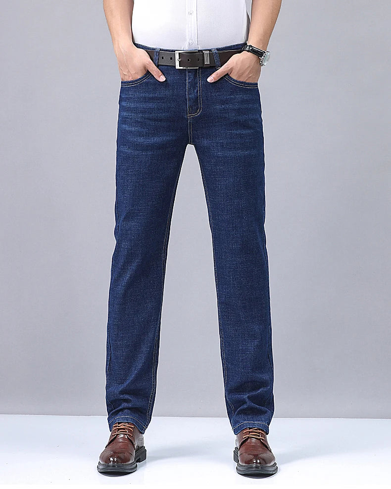 Vaqueros Hombre Verano Finos - Jeans Rectos Business Suaves Alta Calidad Trabajo