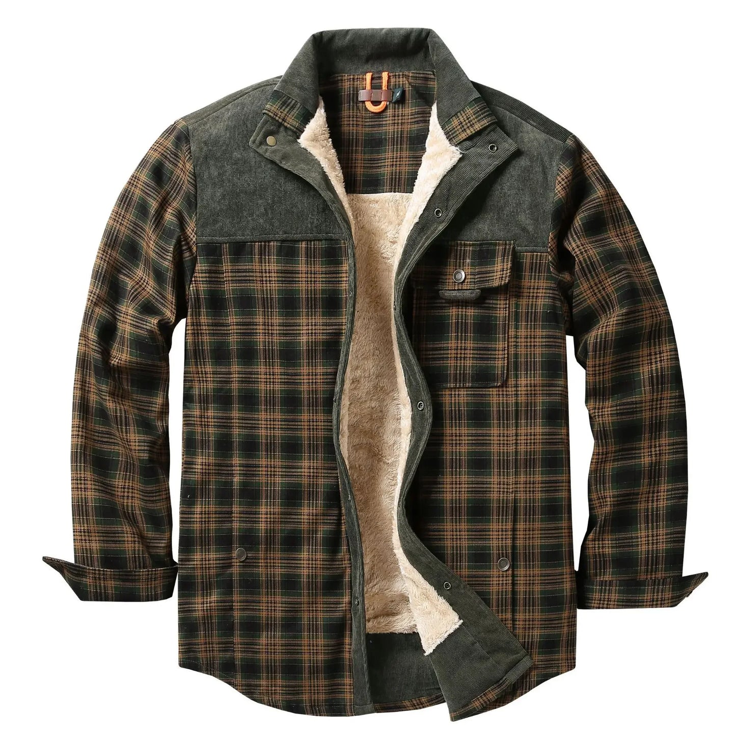Camisa Hombre Cuadros Forro Polar Invierno - Europea Americana Casual Gruesa Algodón Chaqueta S-XXXXL
