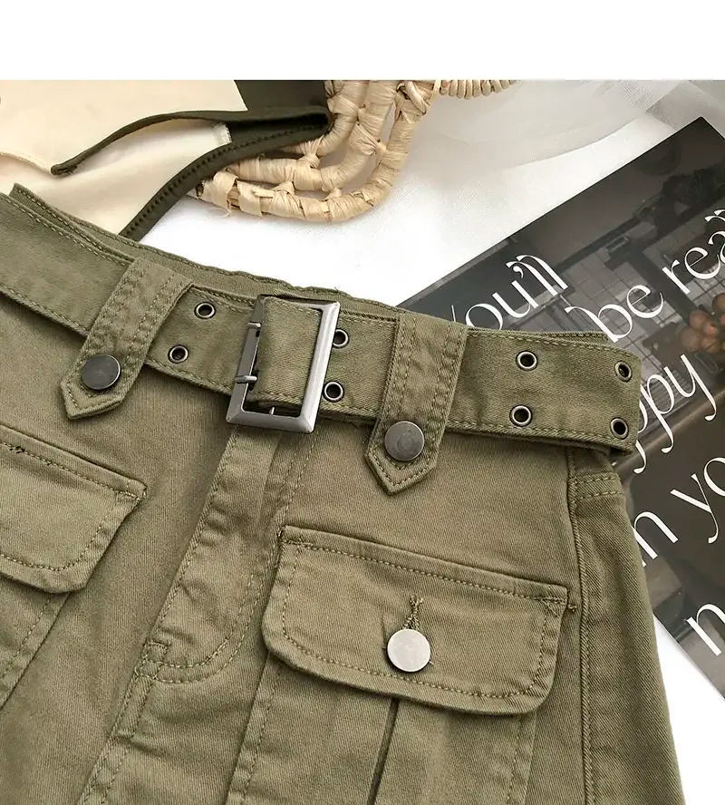 Falda Denim Mini Mujer Cargo - Falda Vaquera Bolsillos Cintura Alta 2025