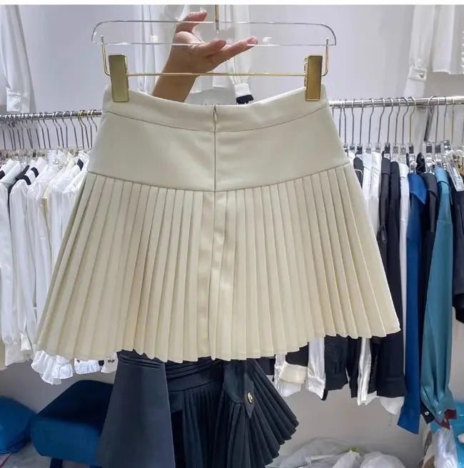 Falda Plisada Mujer Lana - Falda Mini Cintura Alta Otoño Elegante