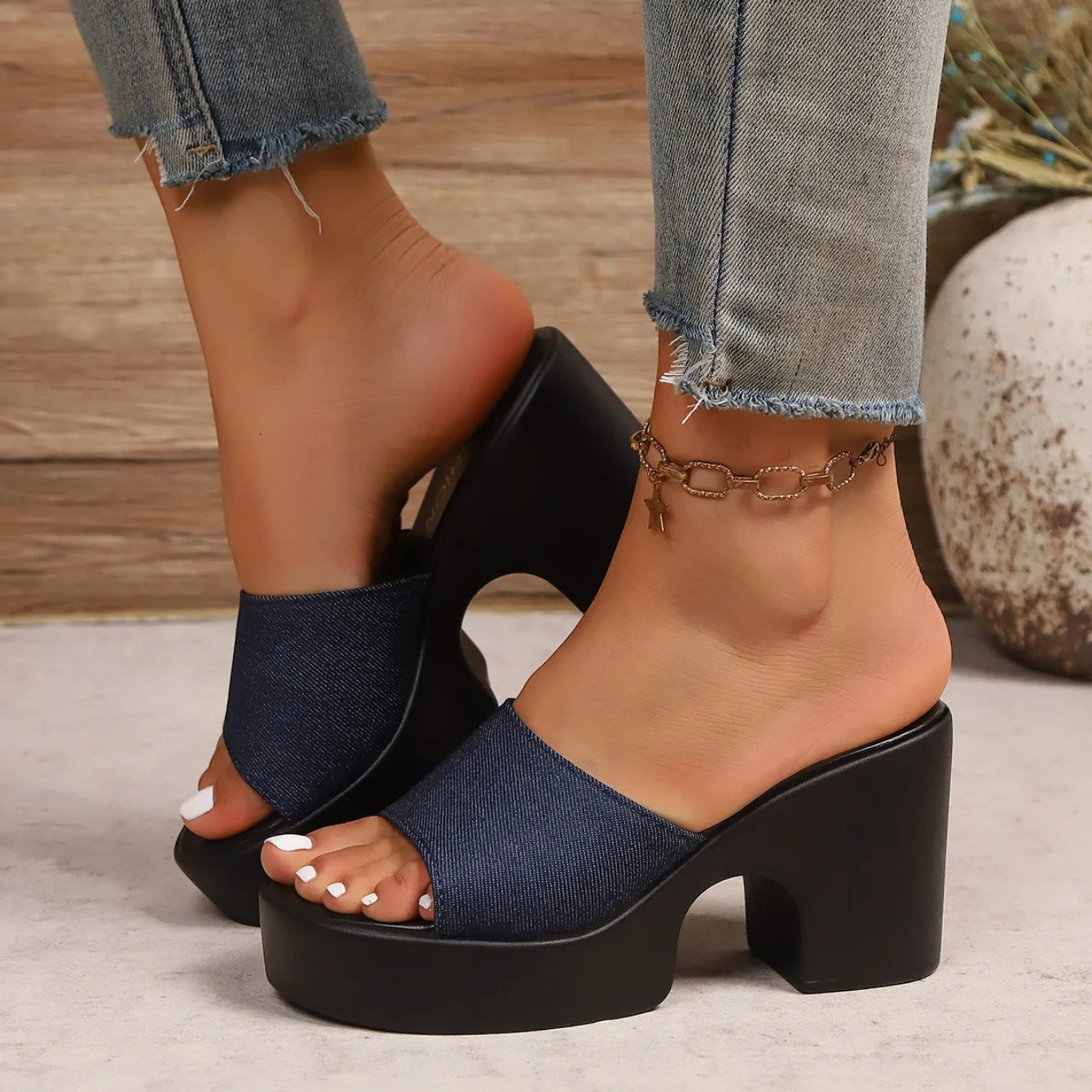 Sandalias Chunky Mujer Verano - Zapatos Plataforma Minimalistas Tacón Alto