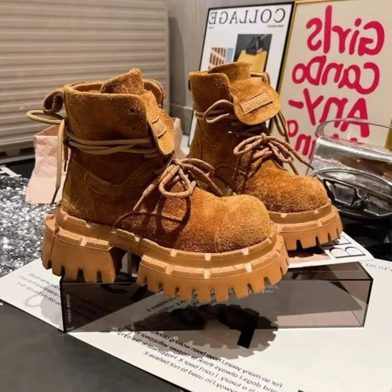 Botas Tobillo Mujer 2025 Plataforma - Chunky Ante Sneakers Deportivas Invierno