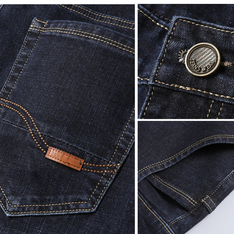 Vaqueros Hombre Business Stretch Slim - Jeans Casuales Clásicos Negro Azul