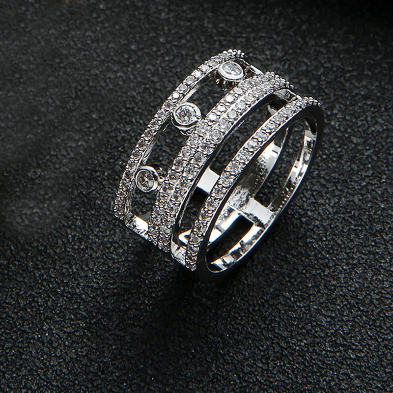Anillos Apilables Inicial Brasil - Lujo Elegante Circonita Boda
