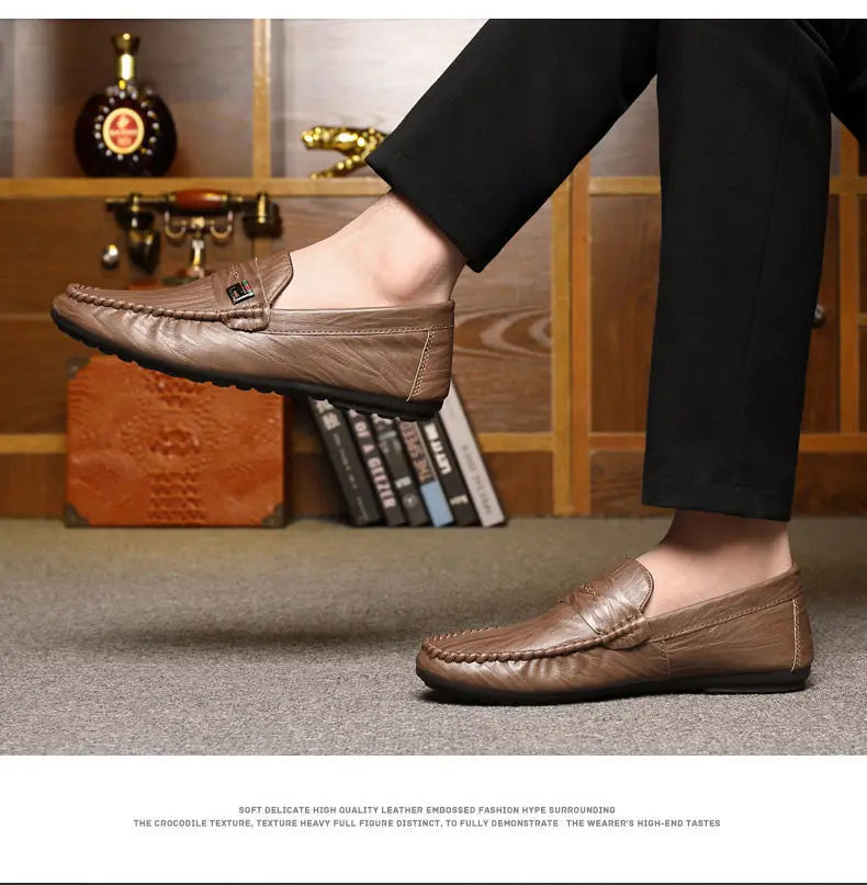 Mocasines Hombre Blancos Cuero - Vestir Casual Slip-On Primavera Otoño Designer