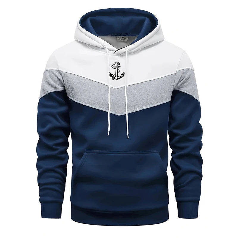 Sudadera Hombre Tricolor Hoodies Casual - Estampado Deportivo Jogging Street Tops Versátil