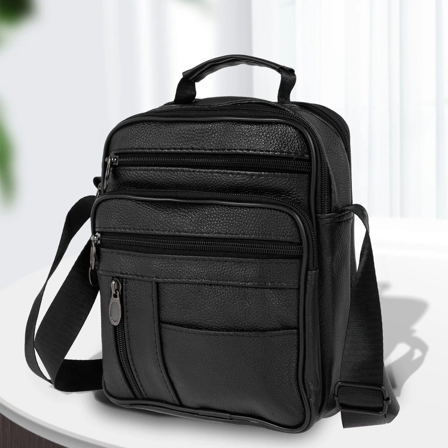 Bolso Hombro Cuero Hombre Pequeño - Mochila Crossbody Correas Ajustables PU Pecho Daypack